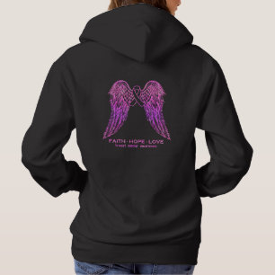Breast Cancer Faith Hope Love Wings Awareness Back Hoodie