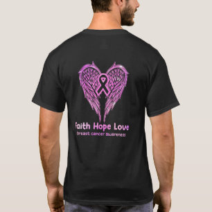 Breast Cancer Faith Hope Love Wings Ribbon Pink T-Shirt