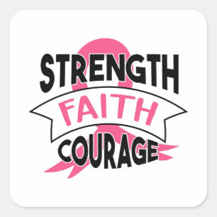 Breast Cancer Faith Print Square Sticker
