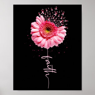 Breast Cancer Faith Sunflower Breast Cancer Awaren Poster