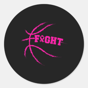 Breast Cancer Fight Basketball Player Pink Ribbon Classic Round Sticker