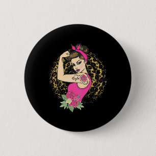 Breast Cancer Fight Girl Power Animal Print Rosie 6 Cm Round Badge