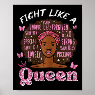 Breast Cancer Fight Like Queen Afro Survivor Aware Poster