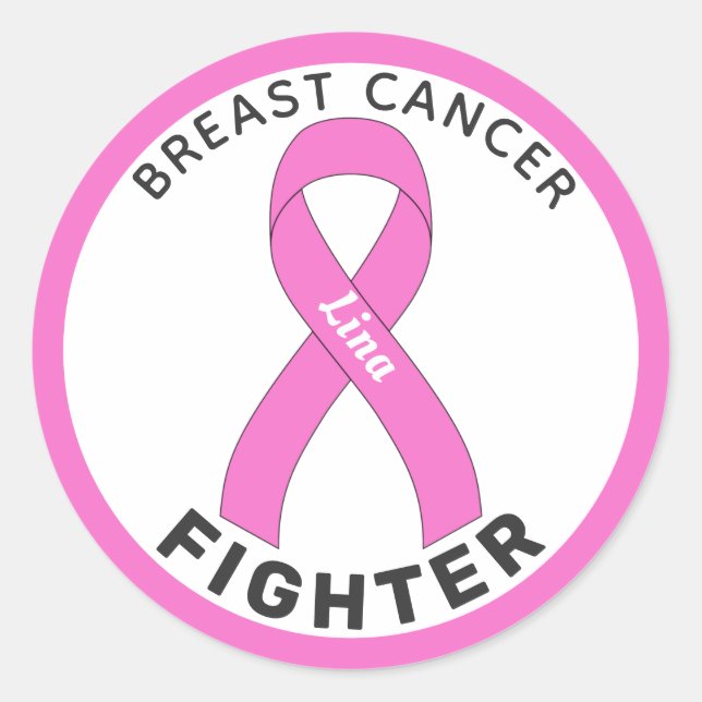 Breast Cancer Fighter Ribbon White Round Sticker (Front)