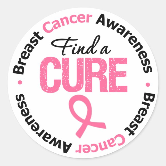 Breast Cancer Find A Cure Classic Round Sticker (Front)