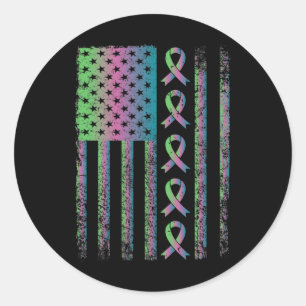 Breast Cancer Flag Awareness Survivor Gift Classic Round Sticker