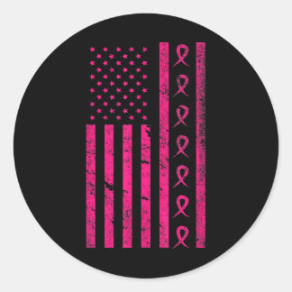 Breast Cancer Flag-Cancer Awareness Month-Cancer Classic Round Sticker