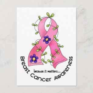 BREAST CANCER Flower Ribbon 1 Postcard