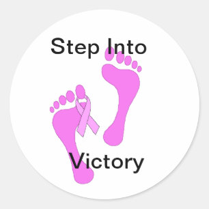 Breast Cancer Footprints with Ribbon Stickers