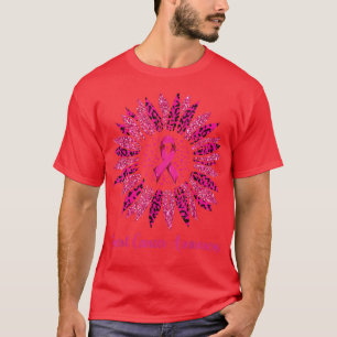 Breast Cancer  For Women, Pink Leopard Sunflower  T-Shirt
