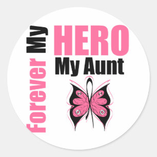 Breast Cancer Forever My Hero My Aunt Classic Round Sticker