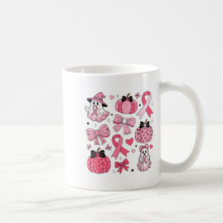 Breast Cancer Ghost Coquette Bow Pink Pumpkin Hall Coffee Mug