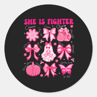 Breast Cancer Ghost Fighter Bible Verse Halloween Classic Round Sticker