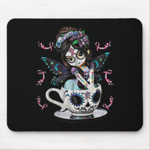 Breast Cancer Girl Sugar Skull Costume Halloween G Mouse Pad