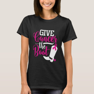 Breast Cancer   Give Cancer The Boot Cowboy T-Shirt