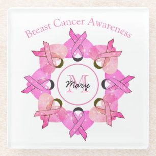Breast Cancer Glass Coaster - Personalise