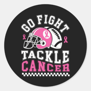 Breast Cancer Go Fight Tackle Cancer Footbyll Pink Classic Round Sticker