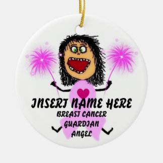 Breast Cancer Guardian Angel Ceramic Ornament