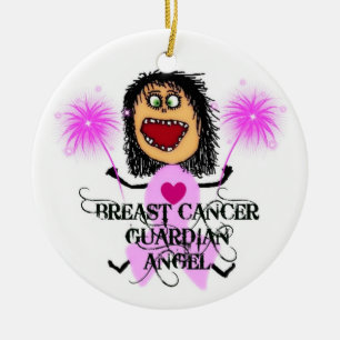 Breast Cancer Guardian Angel Ceramic Ornament
