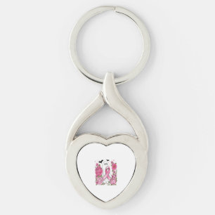 Breast Cancer Halloween Ghost Boho Key Ring