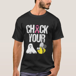 Breast Cancer Halloween Pink Ribbon Check Your Boo T-Shirt