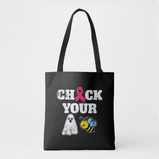 Breast Cancer Halloween Tote Bag (Front)