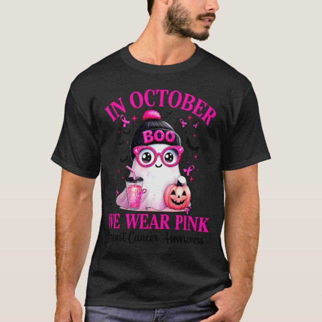 Breast Cancer Halloween Women In October We Wear N T-Shirt (Front)
