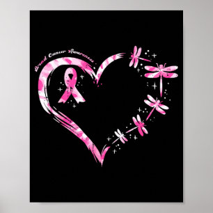 Breast cancer heart dragonflies awareness women poster