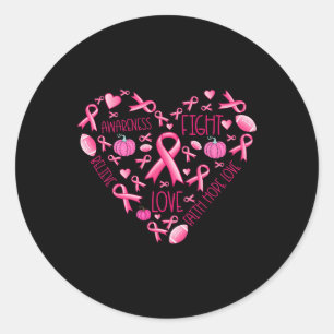 Breast Cancer Heart Pink Ribbon Breast Cancer Awar Classic Round Sticker