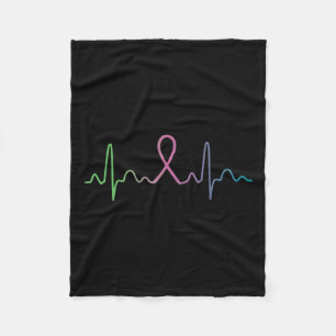 Breast Cancer Heartbeat Awareness Survivor Gift  Fleece Blanket