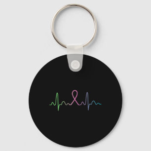 Breast Cancer Heartbeat Awareness Survivor Gift  Key Ring