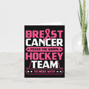 Breast Cancer Hockey Team Pink Awareness Ribbon Pa Card