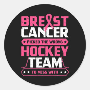 Breast Cancer Hockey Team Pink Awareness Ribbon Pa Classic Round Sticker