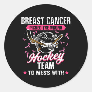 Breast Cancer Hockey Team Pink Awareness Ribbon Pa Classic Round Sticker