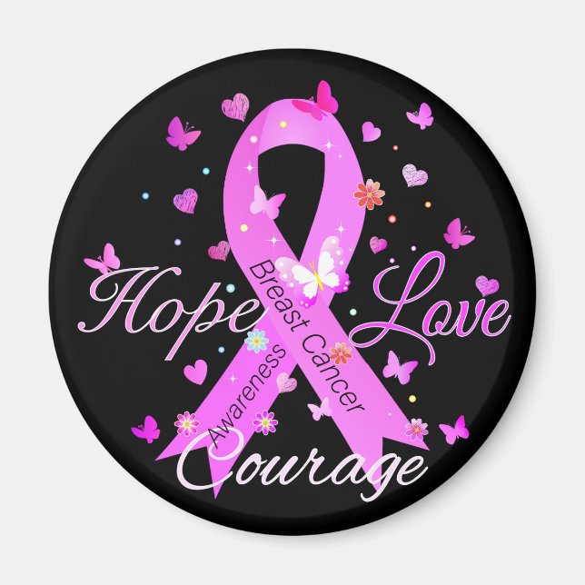 Breast Cancer Hope Love Courage Magnet (Front)
