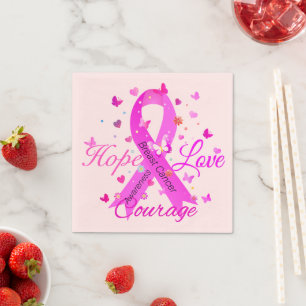 Breast Cancer Hope Love Courage Napkin
