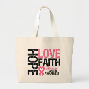 Breast Cancer Hope Love Faith Large Tote Bag
