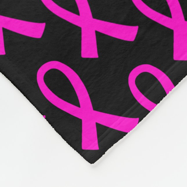 Breast Cancer Hot Pink Ribbon Pattern Fleece Blanket (Corner)