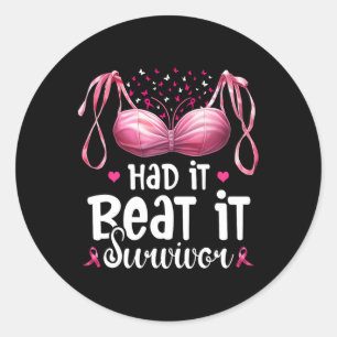 Breast Cancer I Had It I Beat It Survivor Pink Rib Classic Round Sticker