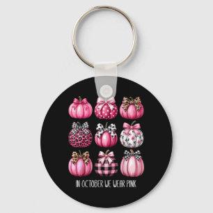 Breast Cancer in October Wear nk Pumpkin Coquette Key Ring