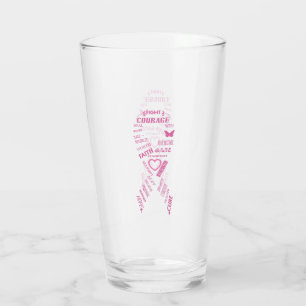 Breast Cancer Inspiration Ribbon Glass