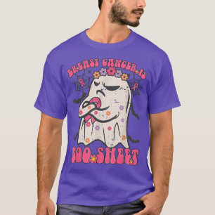 Breast Cancer Is Boo Sheet Ghost Groovy Halloween  T-Shirt