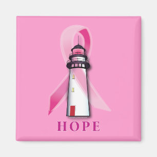 Breast Cancer: Lighthouse of Hope with Pink Ribbon Magnet
