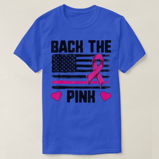 Breast Cancer  Men Women, Back The Pink American F T-Shirt (Design Front)
