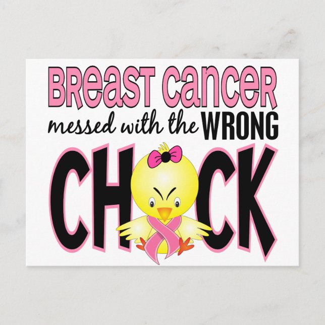 Breast Cancer Messed With The Wrong Chick Postcard (Front)