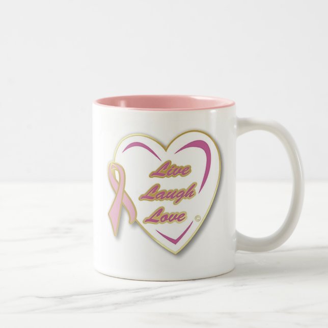 Breast Cancer Mug LiveLaughLove with Pink Ribbon (Right)