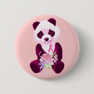 Breast Cancer Panda Bear 6 Cm Round Badge