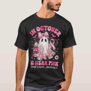Breast Cancer Patchwork Floral Ghost In October We T-Shirt