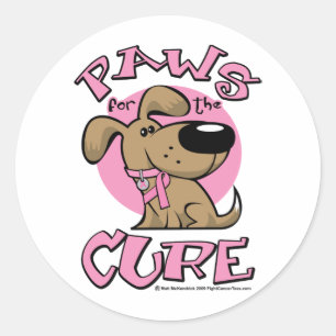 Breast Cancer Paws for the Cure Dog Classic Round Sticker