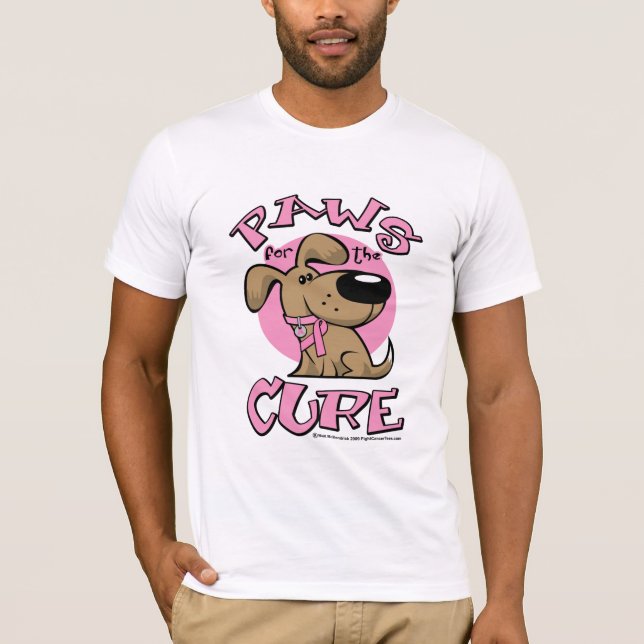 Breast Cancer Paws for the Cure Dog T-Shirt (Front)